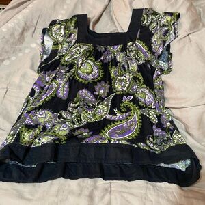 Apt. 9 Black and Purple Paisley Tank Top